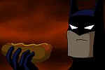 Batman isst ein Hotdog