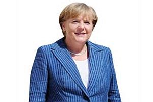Angela Merkel als Pappaufsteller