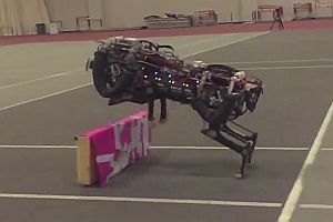 Roboter springt über Hindernisse
